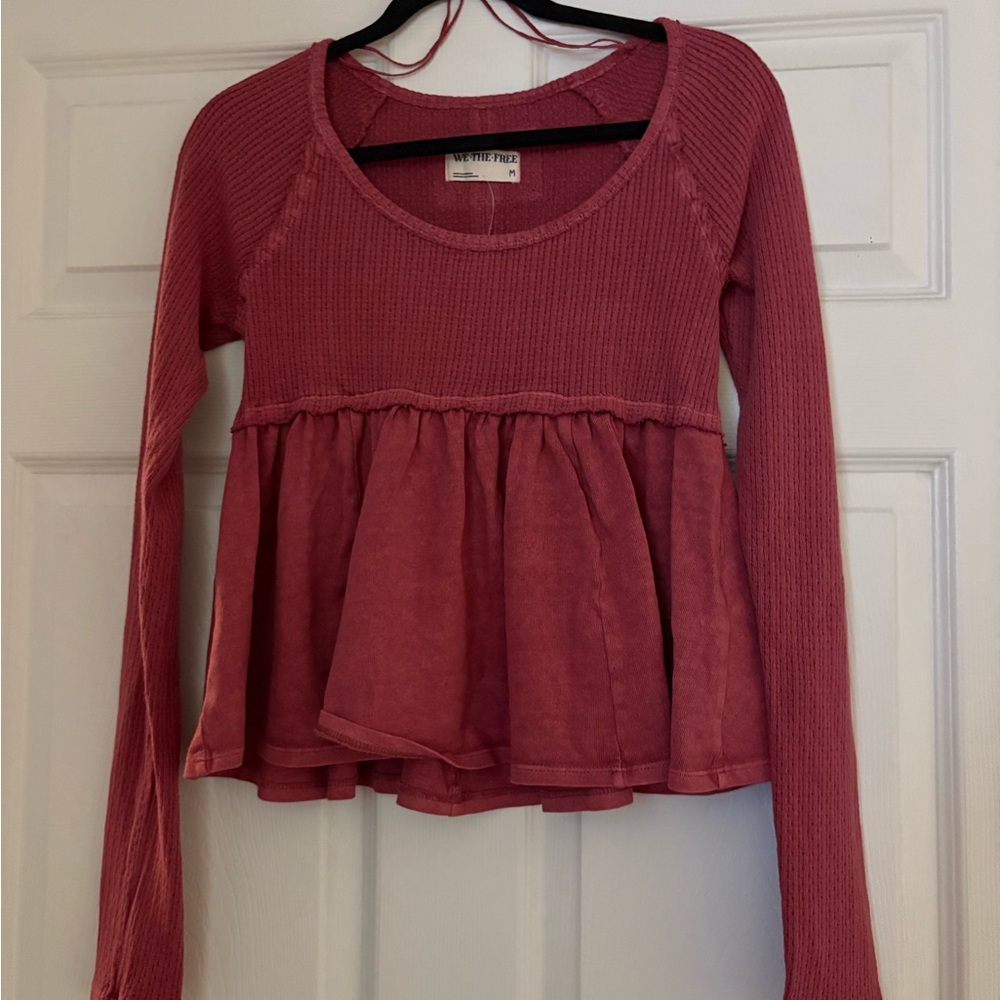 Free People Earth Red/Rouge Long Sleeve Blouse